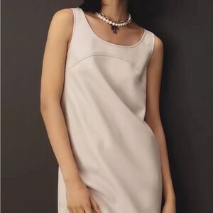 NWT Anthropologie Pilcro Faux-Leather Scoop-Neck Shift Mini Dress $148 Sz 2